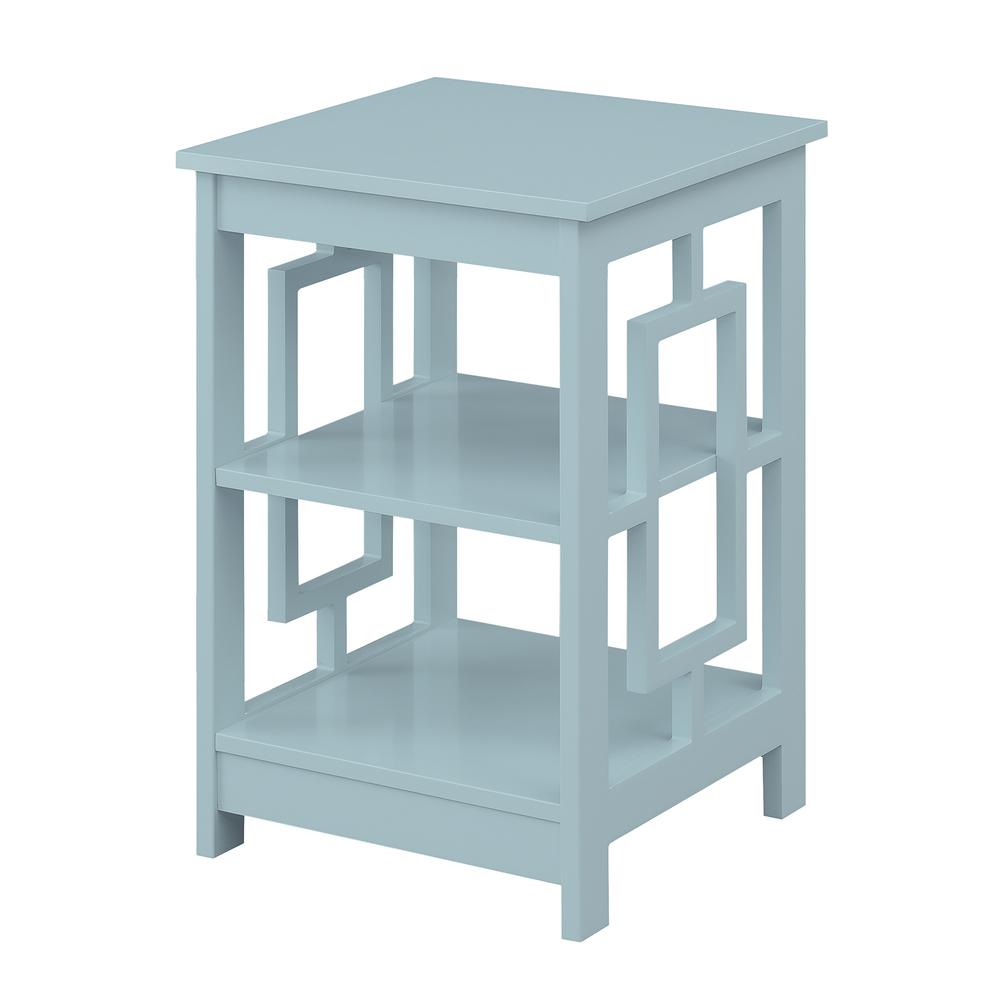 Town Square End Table with Shelves -Sea Foam