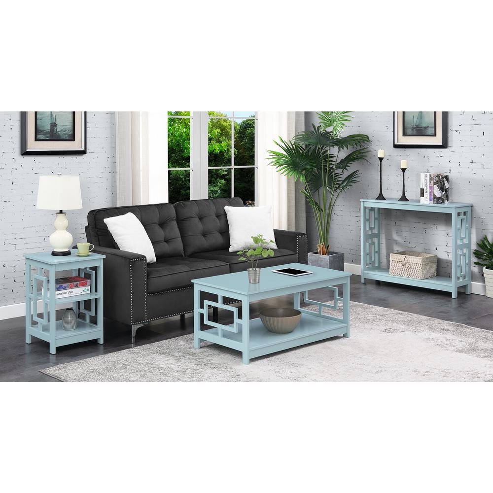 Town Square End Table with Shelves -Sea Foam