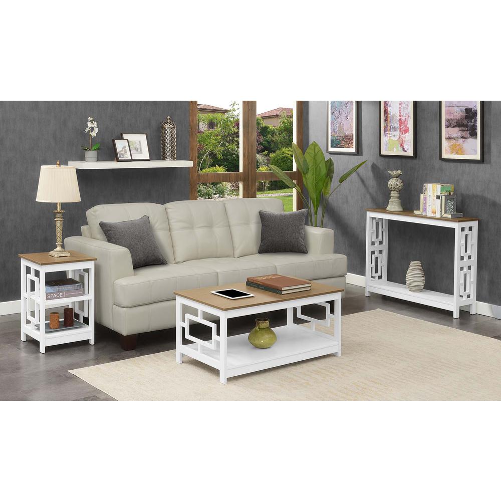 Town Square End Table with Shelves -Driftwood/White