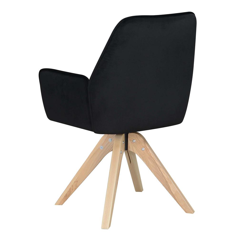 Take a Seat Miranda Swivel Accent Chair, Velvet Black/Natural Wood