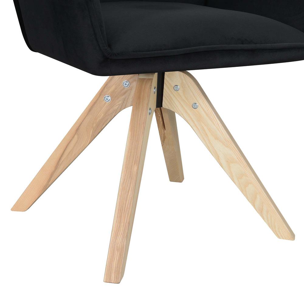 Take a Seat Miranda Swivel Accent Chair, Velvet Black/Natural Wood