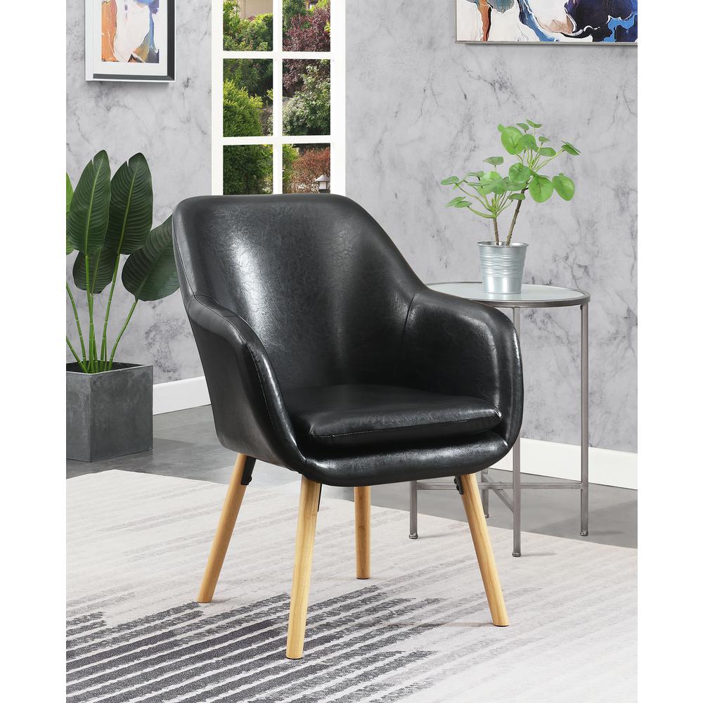 Take a Seat Charlotte Accent Chair, Black Faux Leather