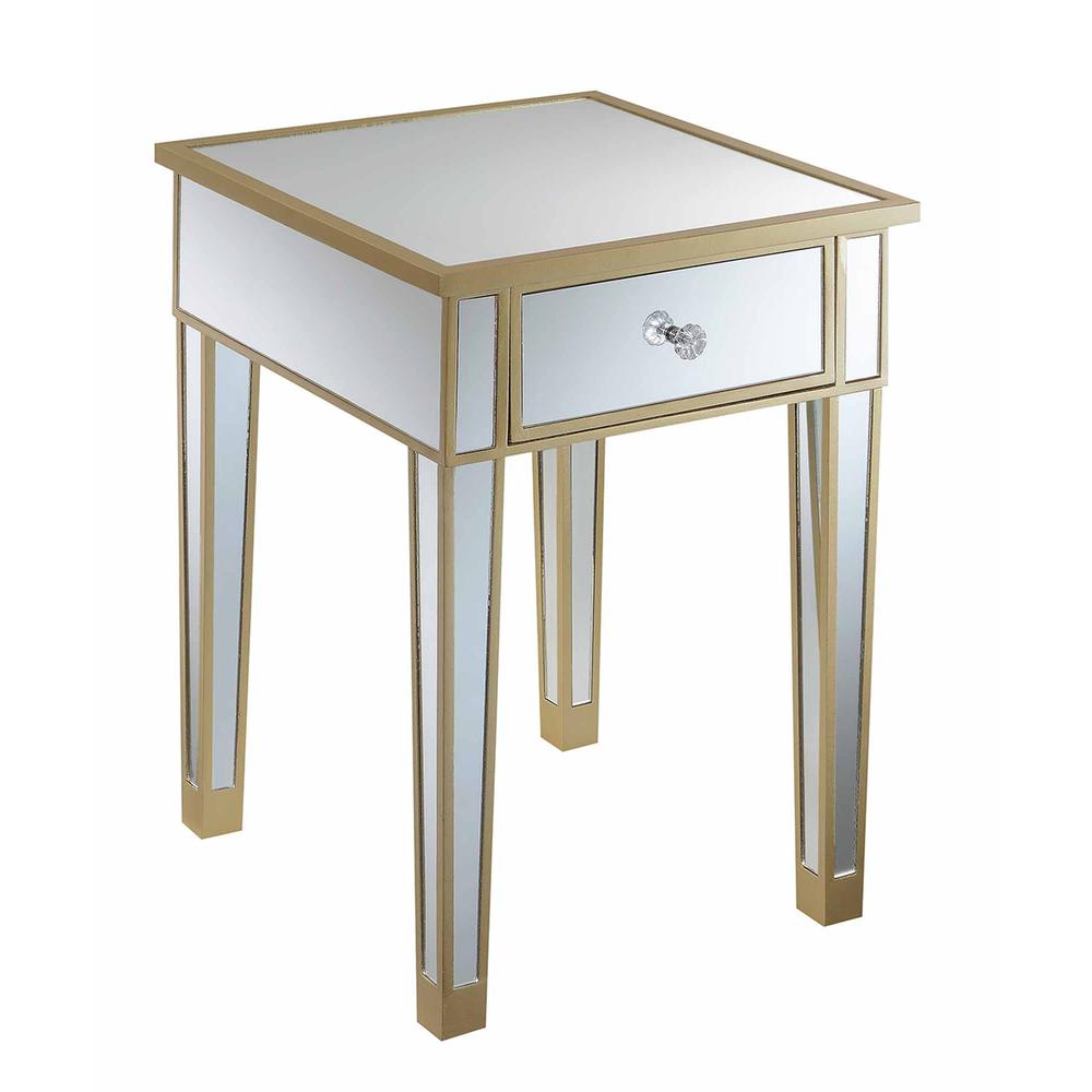 Gold Coast Mirrored End Table with Drawer