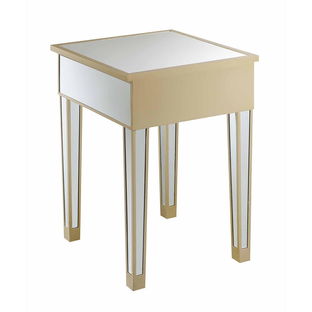 Gold Coast Mirrored End Table with Drawer
