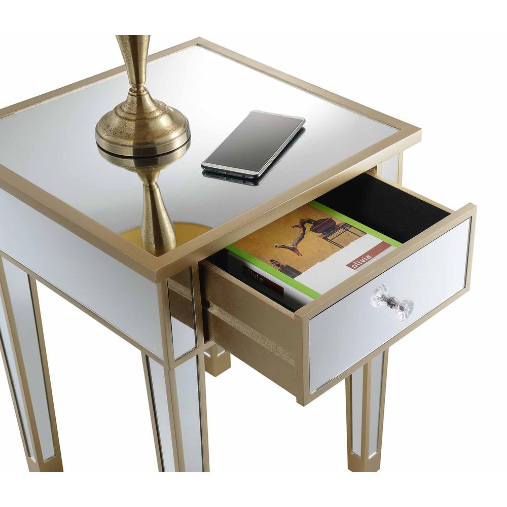 Gold Coast Mirrored End Table with Drawer