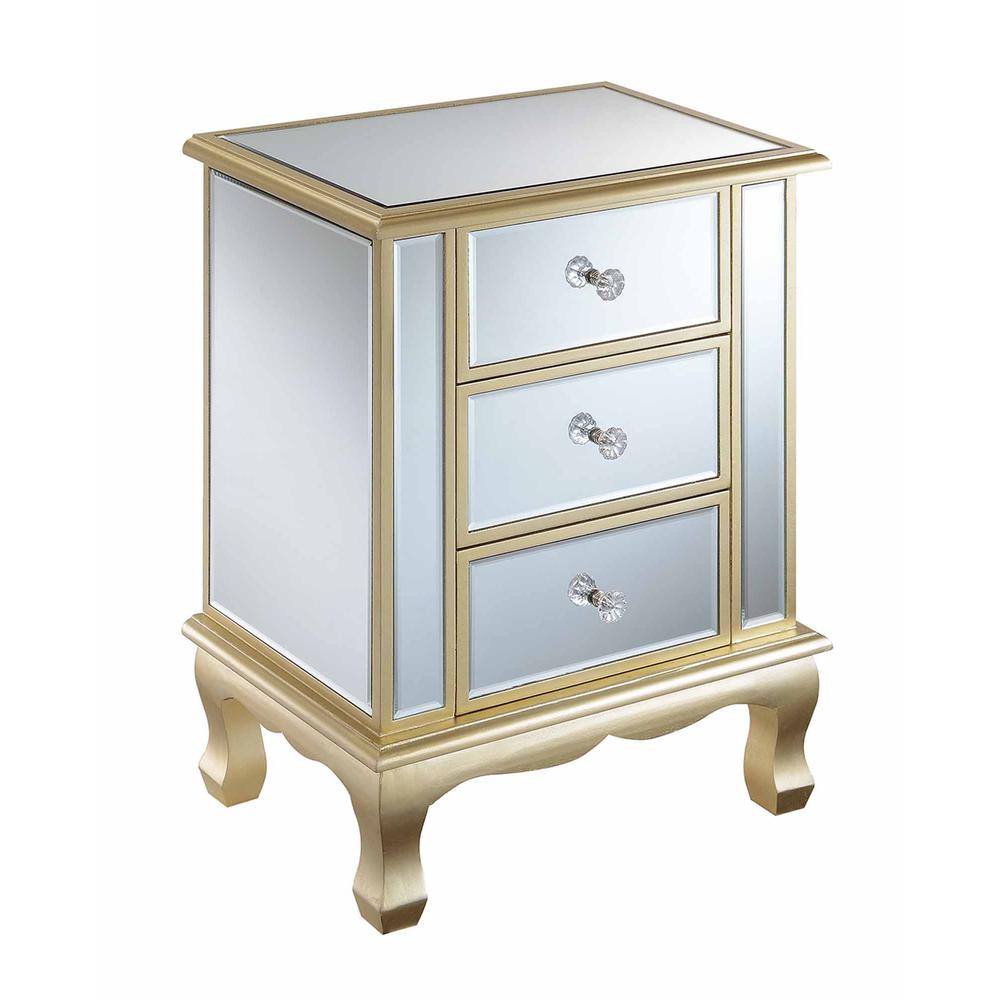 Gold Coast Vineyard 3 Drawer Mirrored End Table