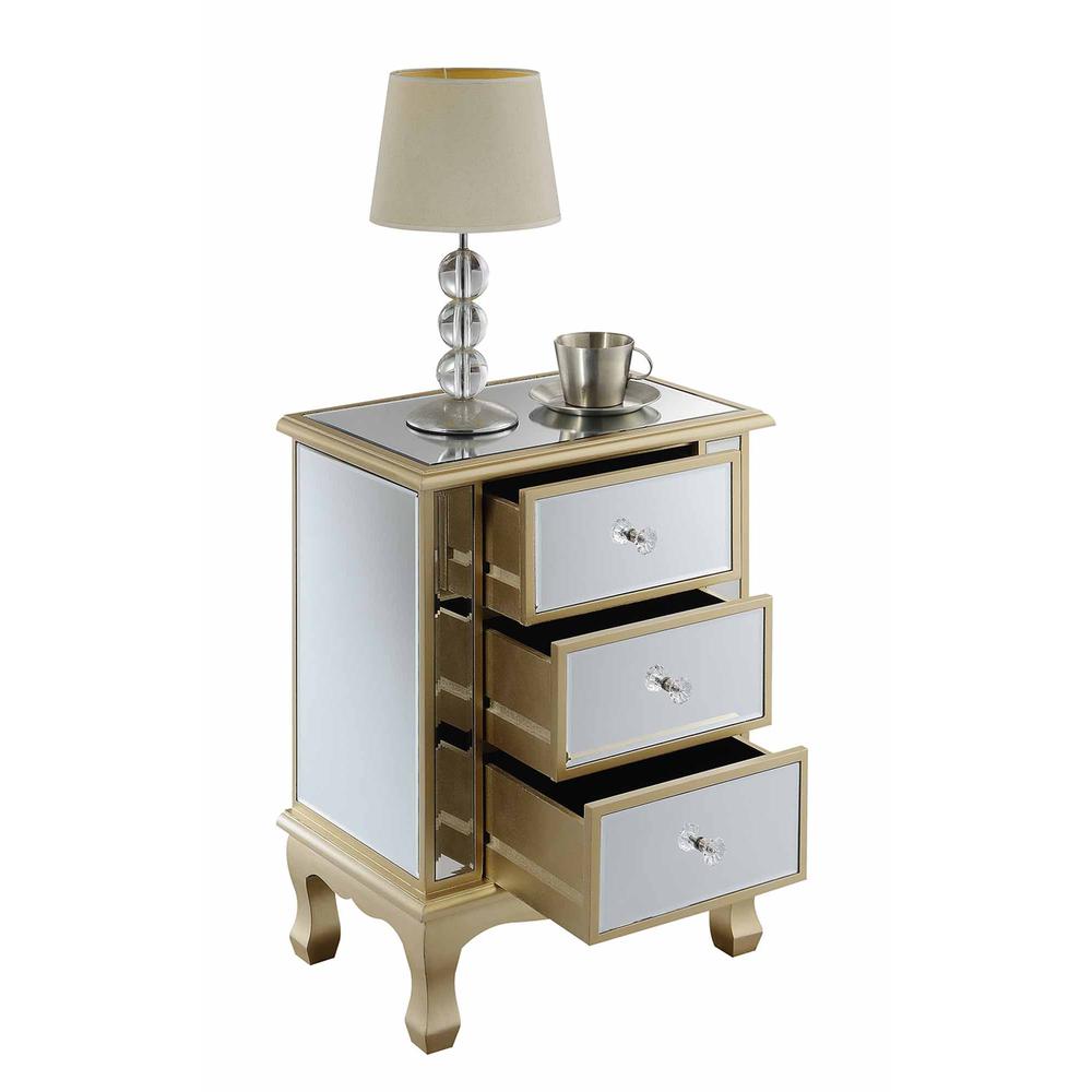 Gold Coast Vineyard 3 Drawer Mirrored End Table