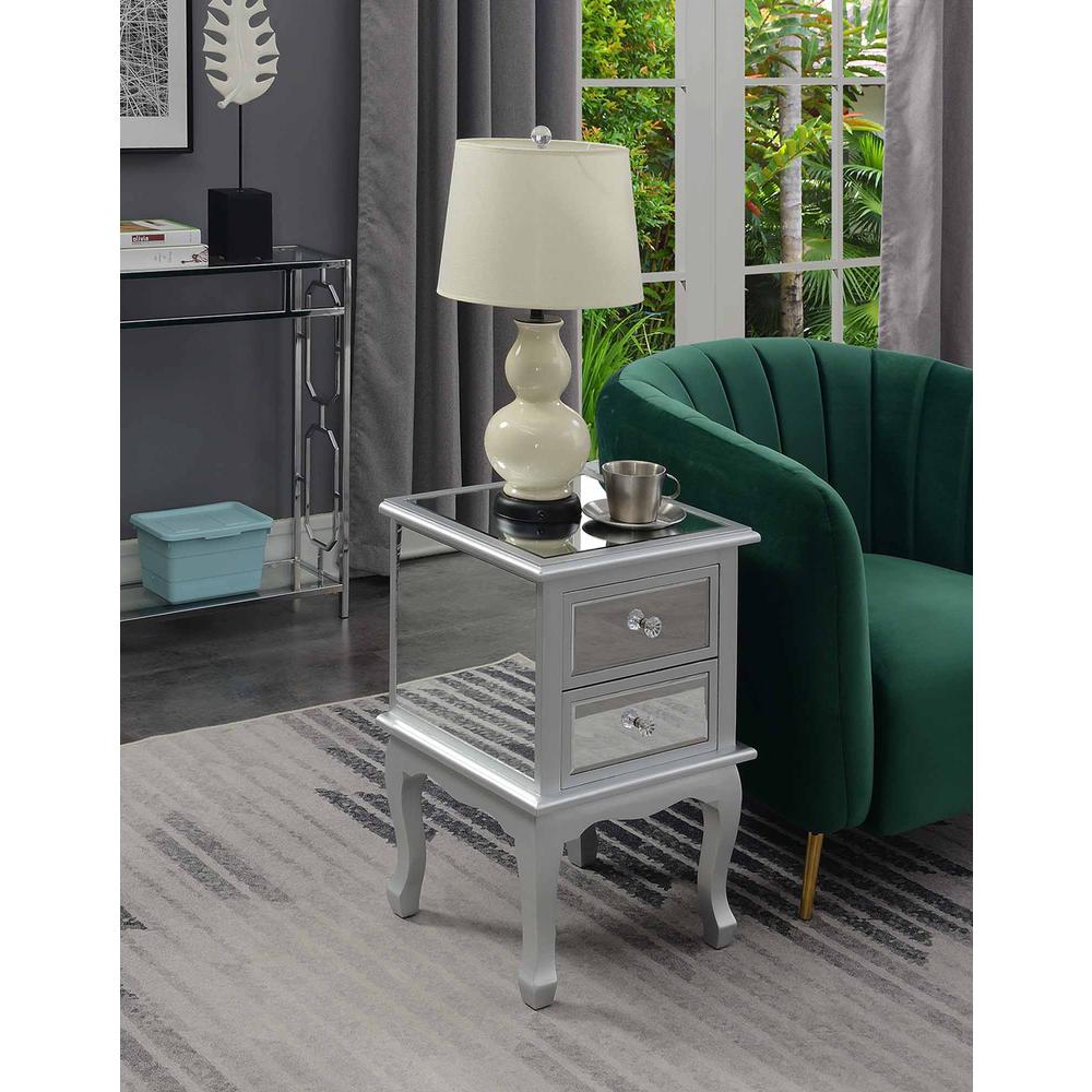 Gold Coast Victoria Mirrored 1 Drawer End Table with Storage Cabinet