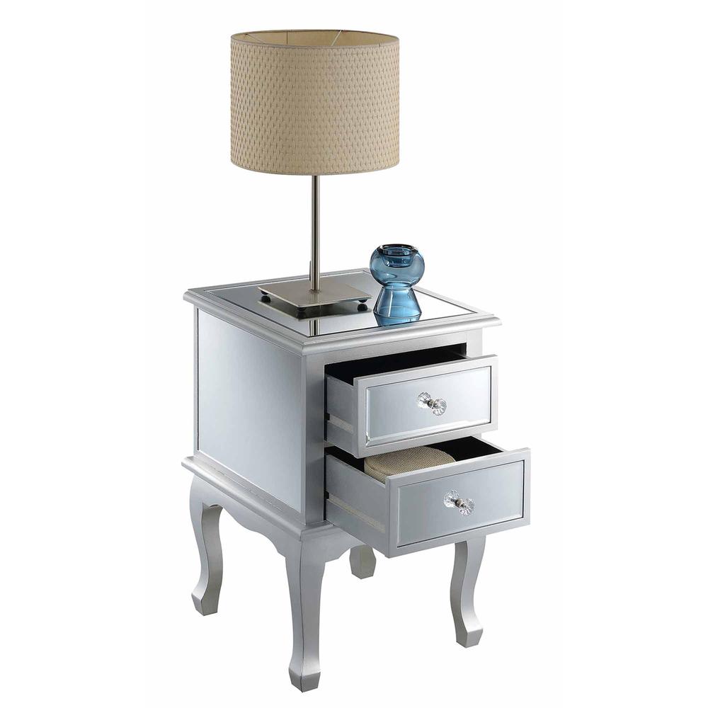 Gold Coast Victoria Mirrored 1 Drawer End Table with Storage Cabinet
