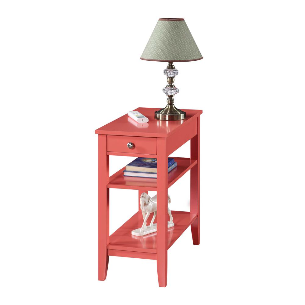 American Heritage 1 Drawer Chairside End Table with Shelves Coral