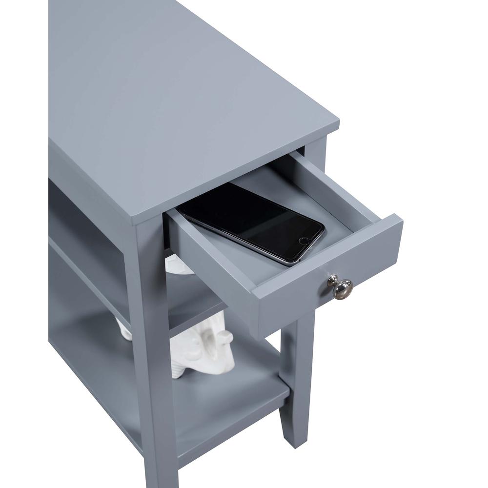 American Heritage 1 Drawer Chairside End Table with Shelves Gray