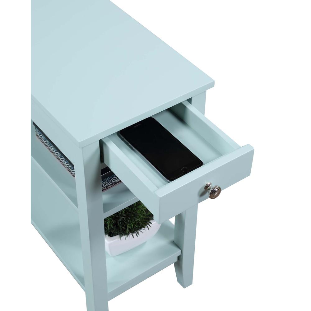 American Heritage 1 Drawer Chairside End Table with Shelves Sea Foam Blue
