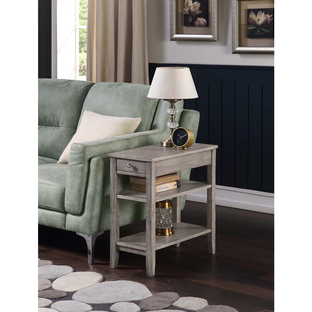American Heritage 1 Drawer Chairside End Table with Shelves Wirebrush Light Gray