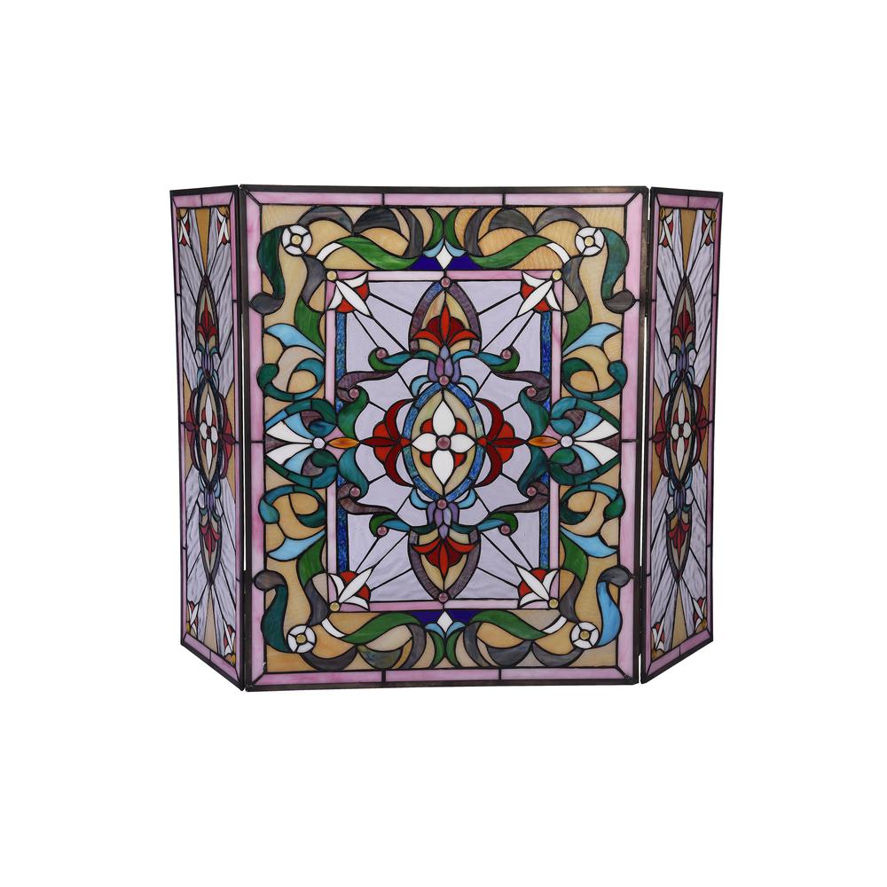 CHLOE Lighting AYLEE Tiffany-style 3pcs Folding Victorian Fireplace Screen 44" Wide