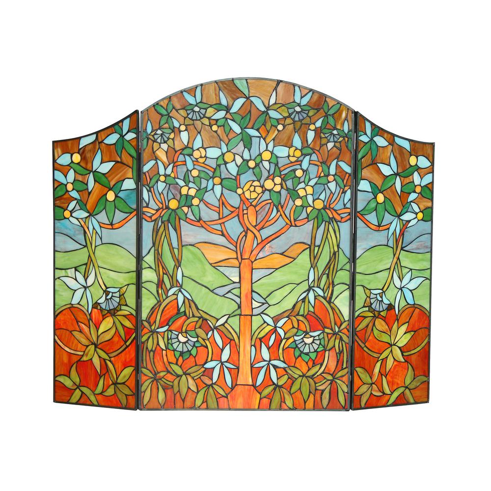 EDEN Tiffany-style 3pcs Folding Fireplace Screen 44x35