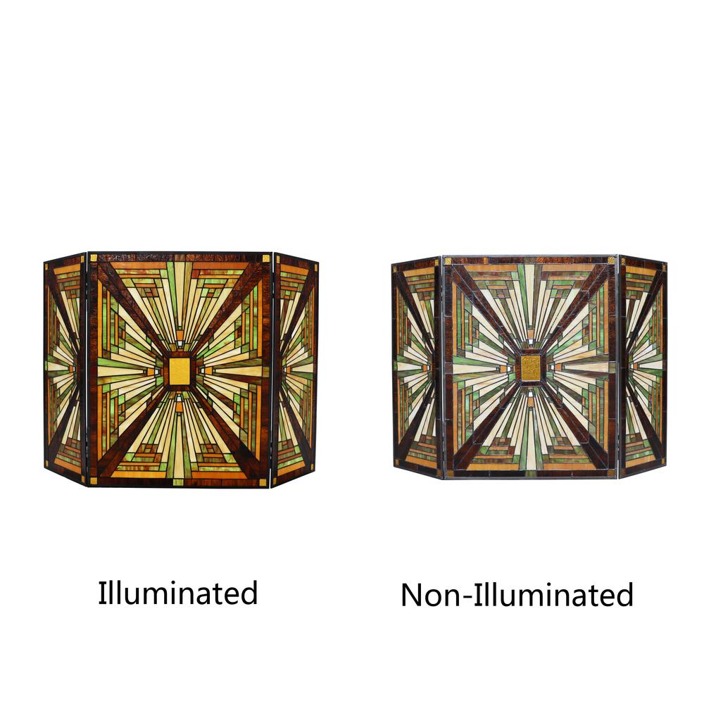CHLOE Lighting INNES Tiffany-style 3pcs Folding Mission Fireplace Screen 45" Wide