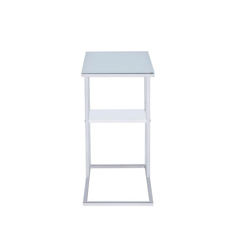 Daisy 1-shelf Accent Table Chrome and White