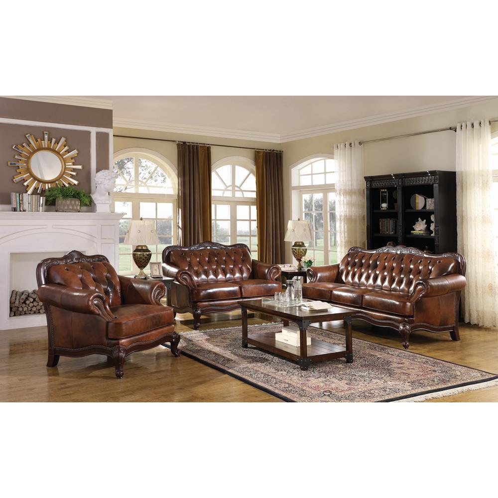 Victoria Rolled Arm Chair Tri-tone and Brown
