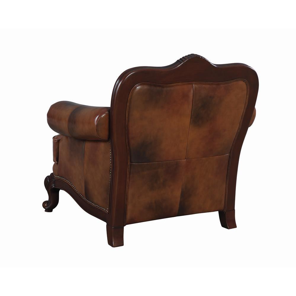 Victoria Rolled Arm Chair Tri-tone and Brown