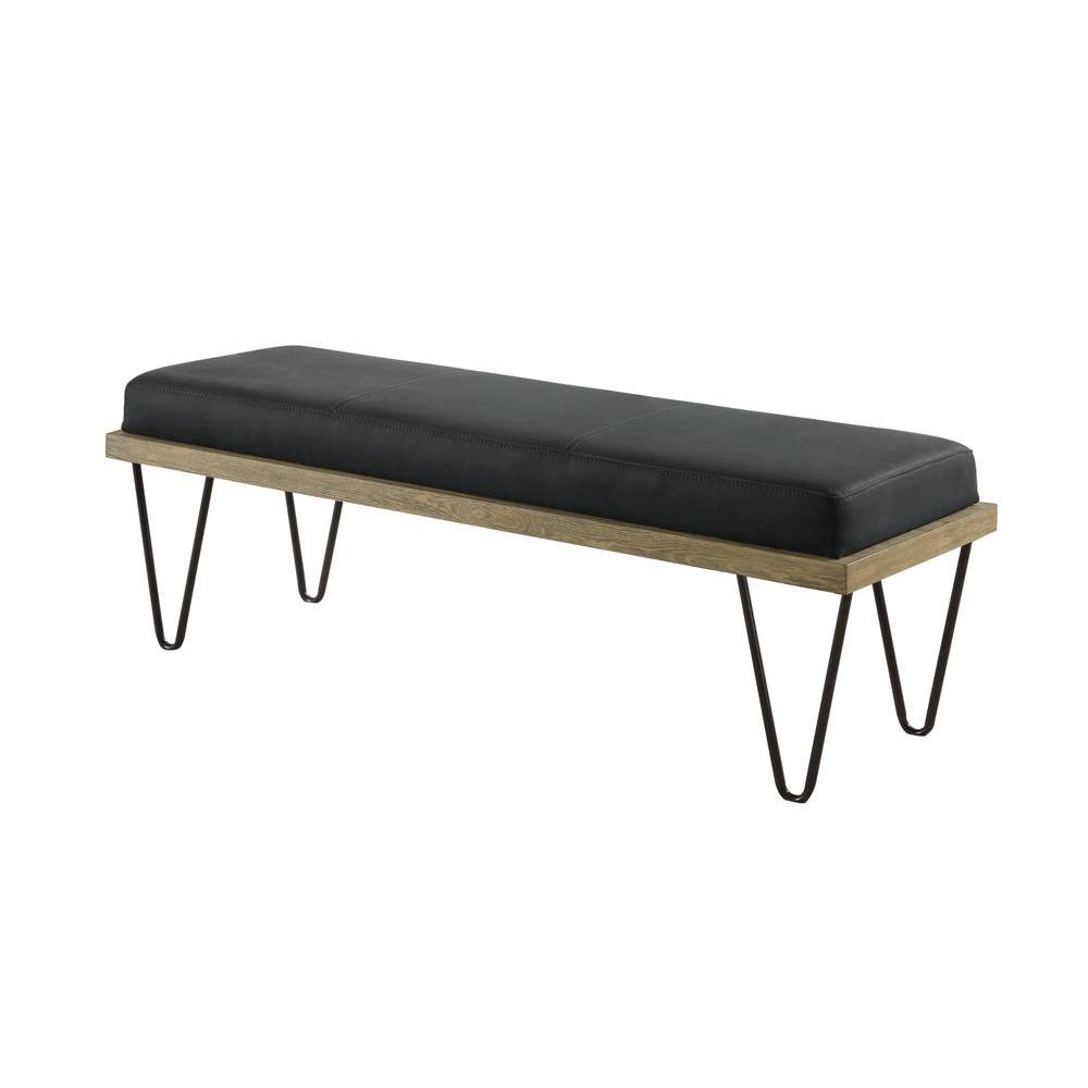 Chad Upholstered Bench with Hairpin Legs Dark Blue