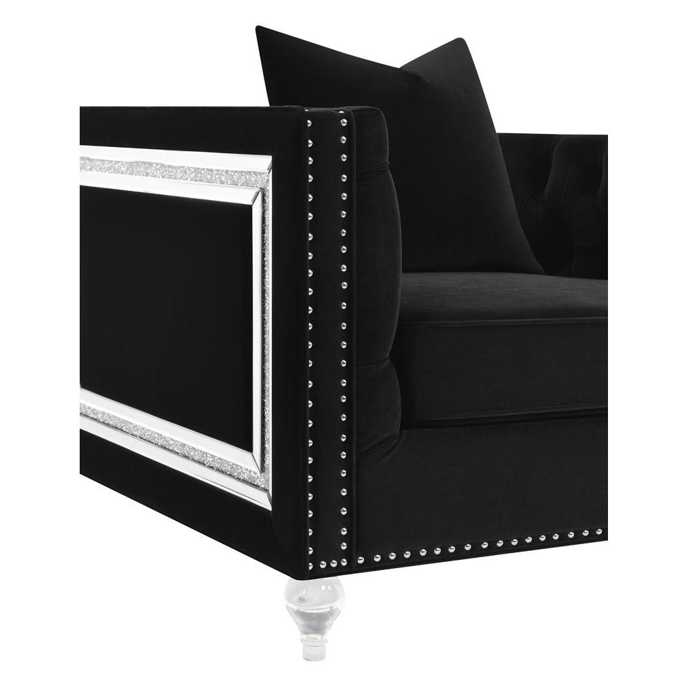 Delilah Upholstered Tufted Tuxedo Arm Chair Black