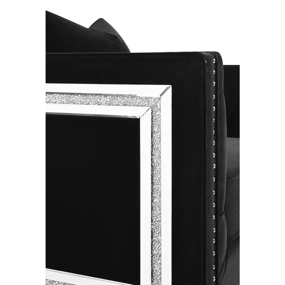 Delilah Upholstered Tufted Tuxedo Arm Chair Black