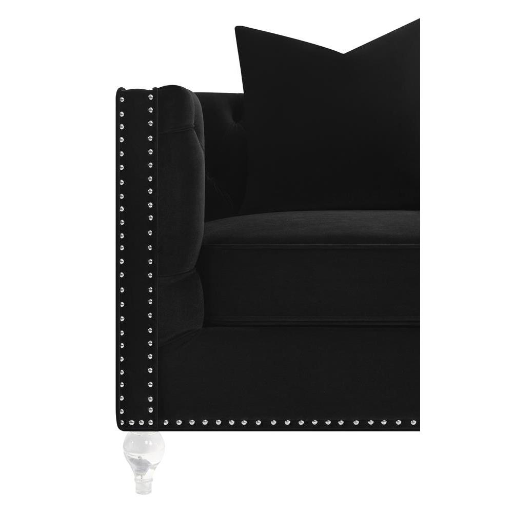 Delilah Upholstered Tufted Tuxedo Arm Chair Black