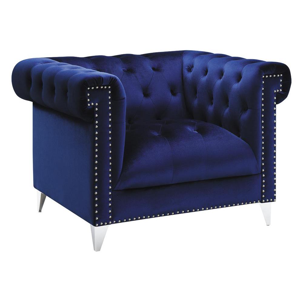 Bleker Tufted Tuxedo Arm Chair Blue