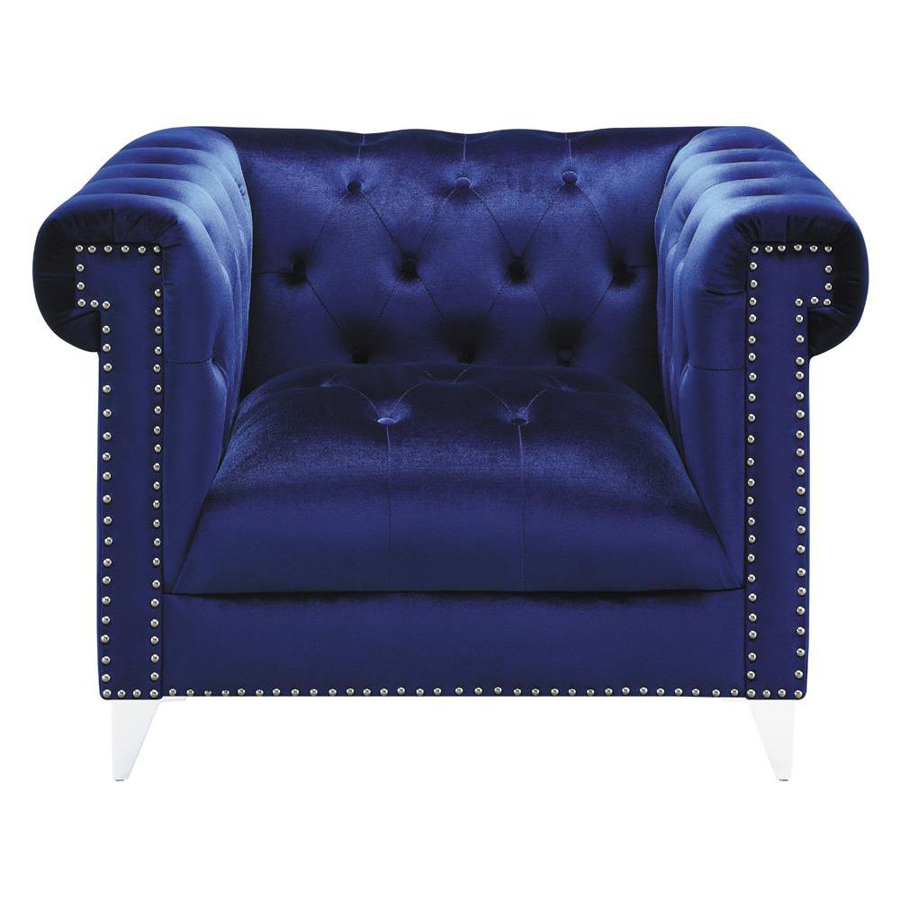 Bleker Tufted Tuxedo Arm Chair Blue