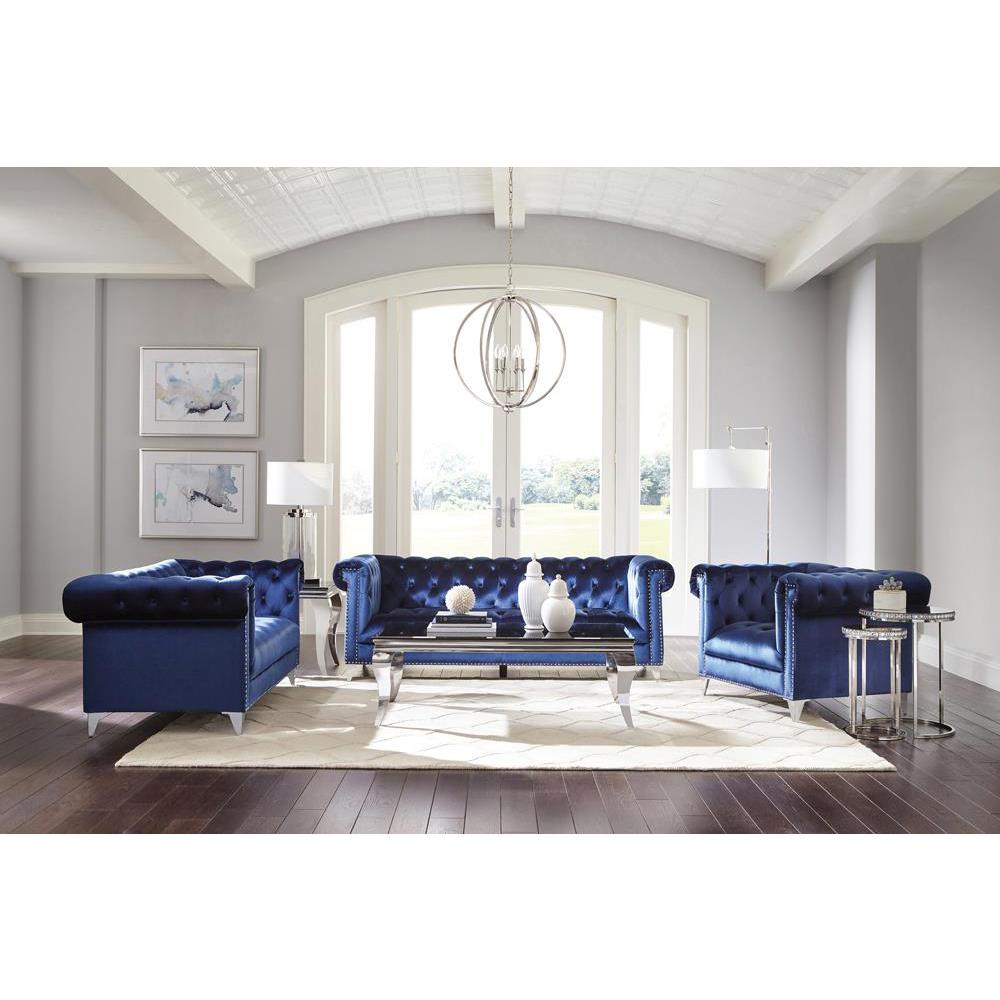 Bleker Tufted Tuxedo Arm Chair Blue