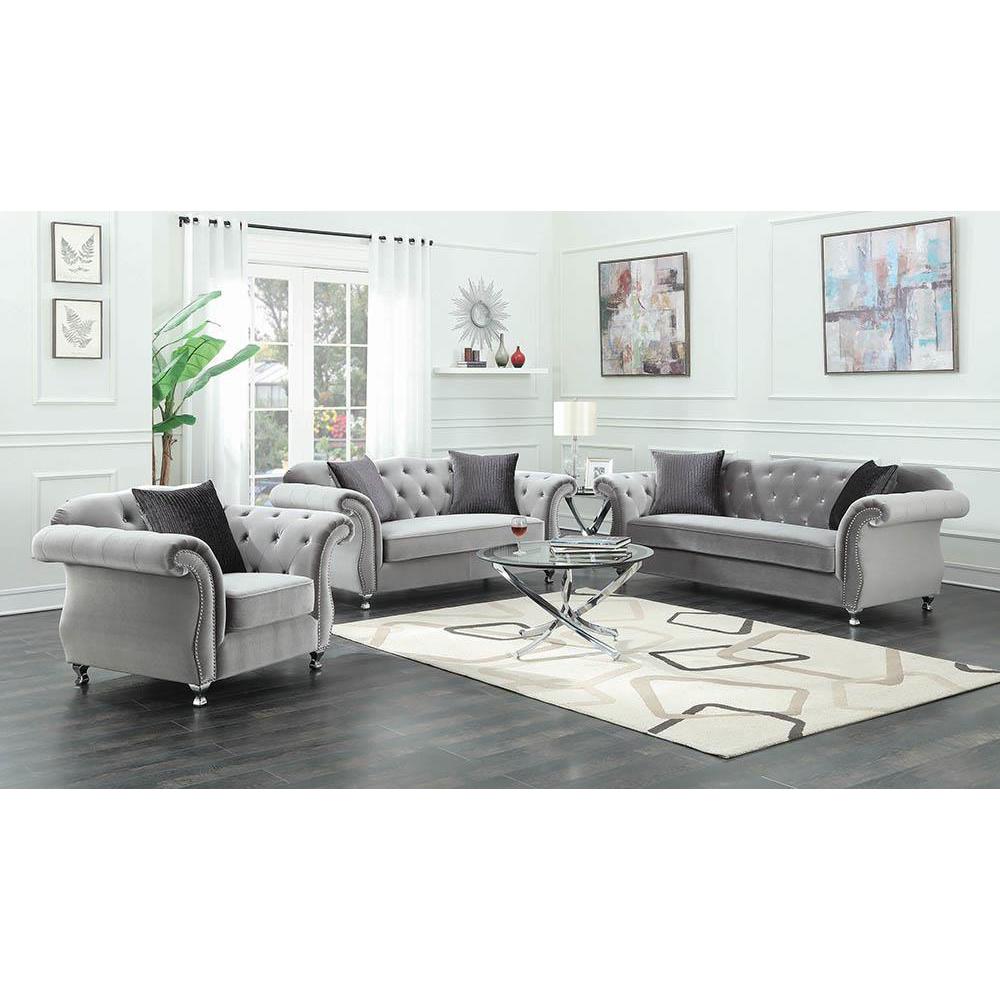 Frostine Button Tufted Chair Silver