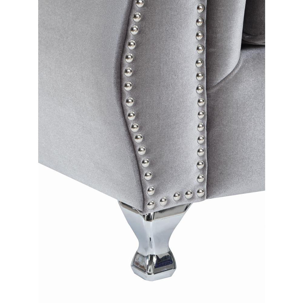 Frostine Button Tufted Chair Silver