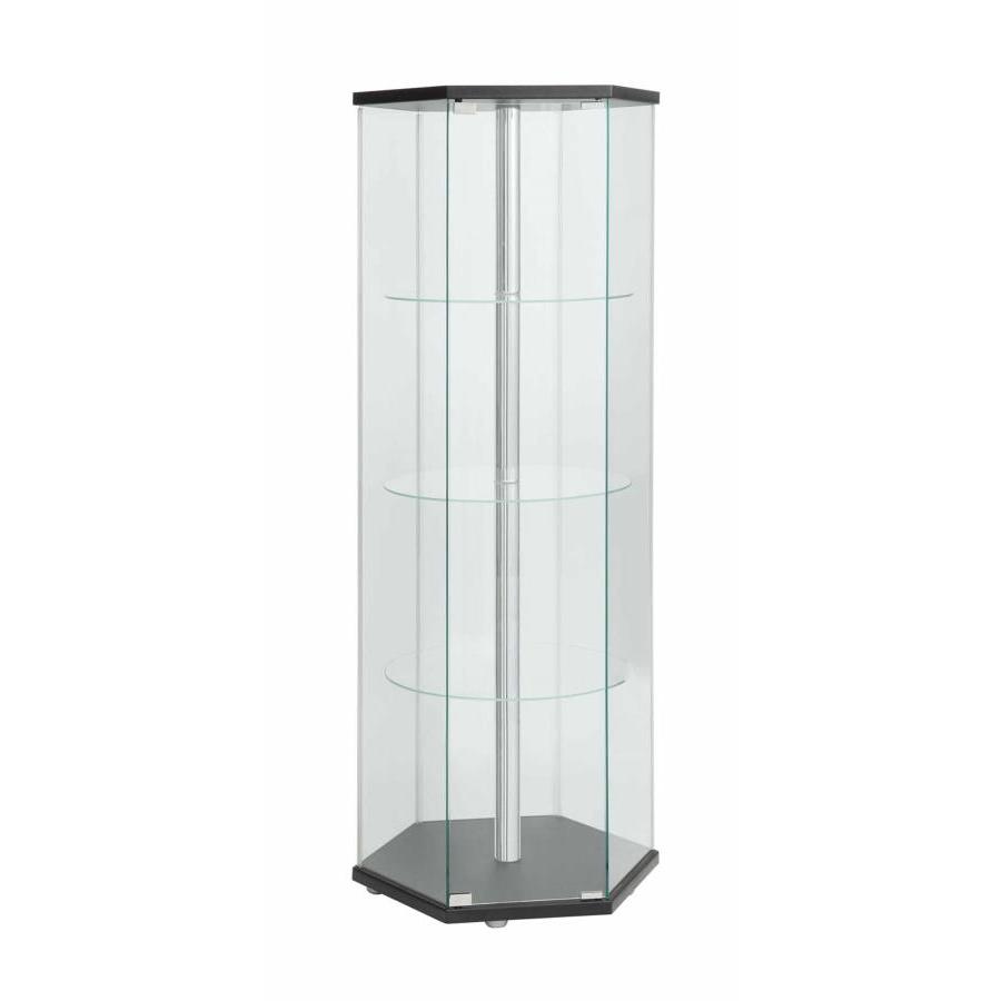 Zahavah 4-shelf Hexagon Shaped Curio Cabinet Black and Clear