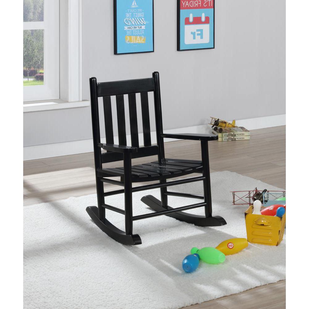 Annie Slat Back Youth Rocking Chair Black