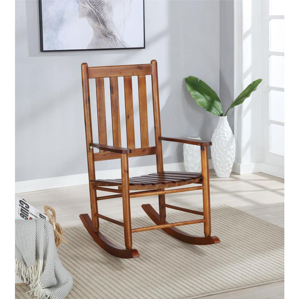 Annie Slat Back Wooden Rocking Chair Golden Brown