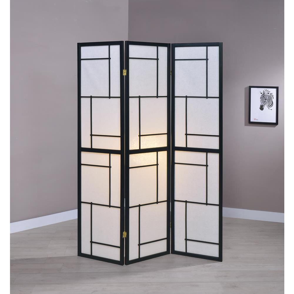 Damis 3-panel Folding Floor Screen Black and White
