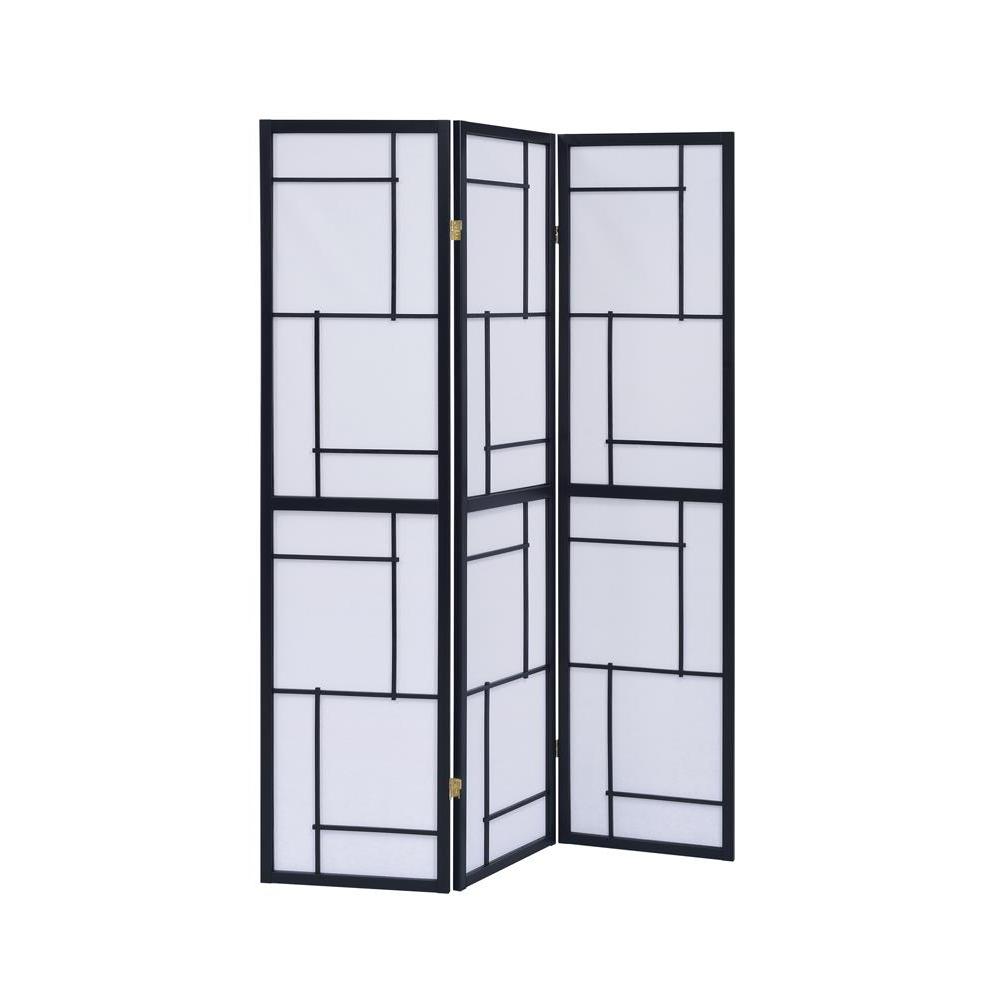 Damis 3-panel Folding Floor Screen Black and White