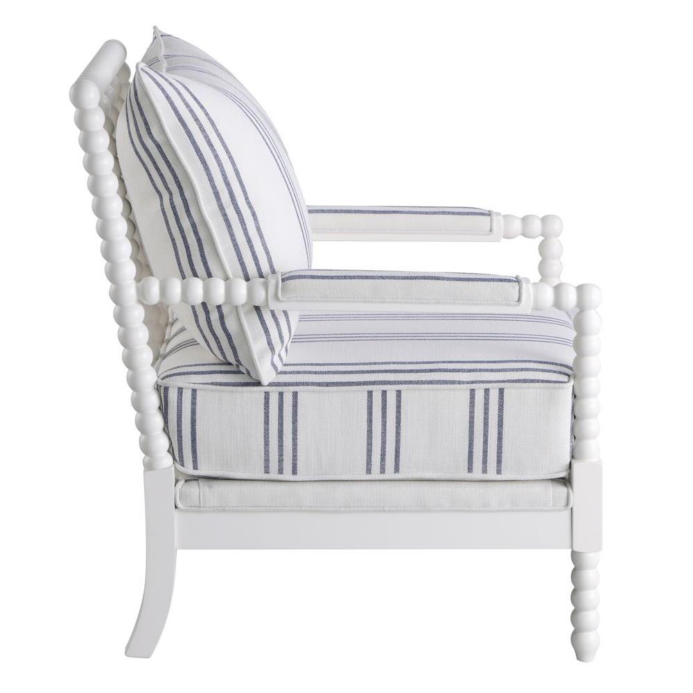 Blanchett Upholstered Accent Chair with Spindle Accent White and Navy