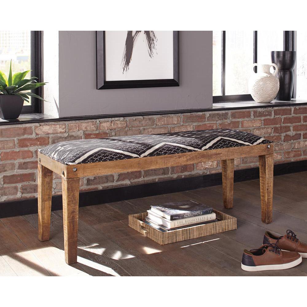 Lamont Rectangular Upholstered Bench Natural and Navy