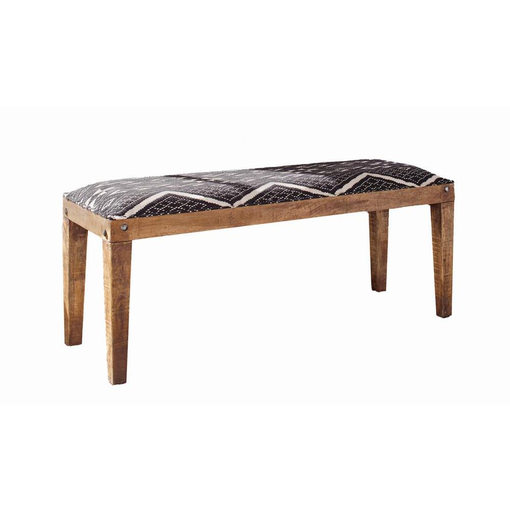 Lamont Rectangular Upholstered Bench Natural and Navy