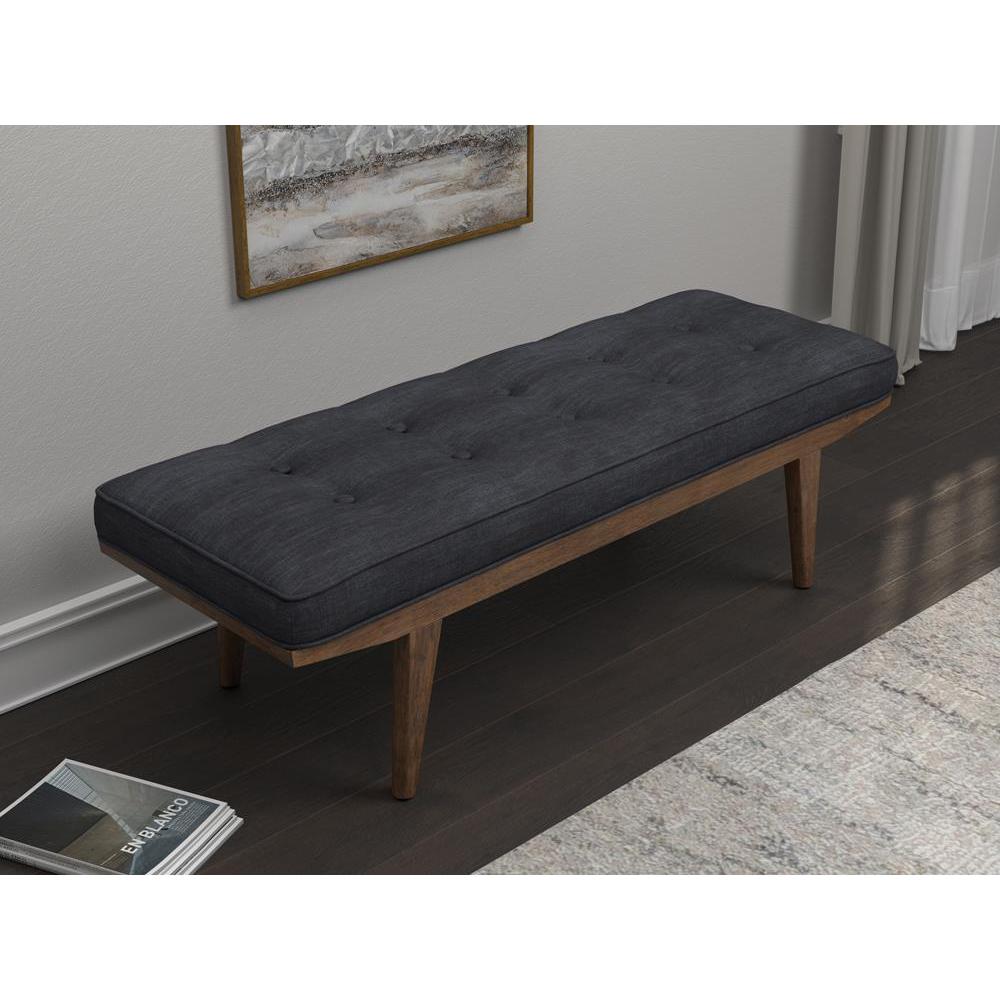 Wilson Upholstered Tufted Bench Taupe and Natural