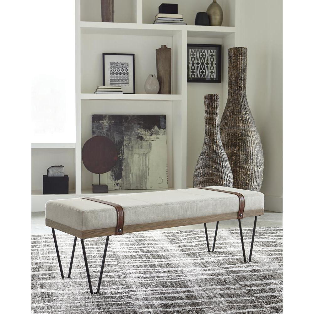 Austin Upholstered Bench Beige and Black