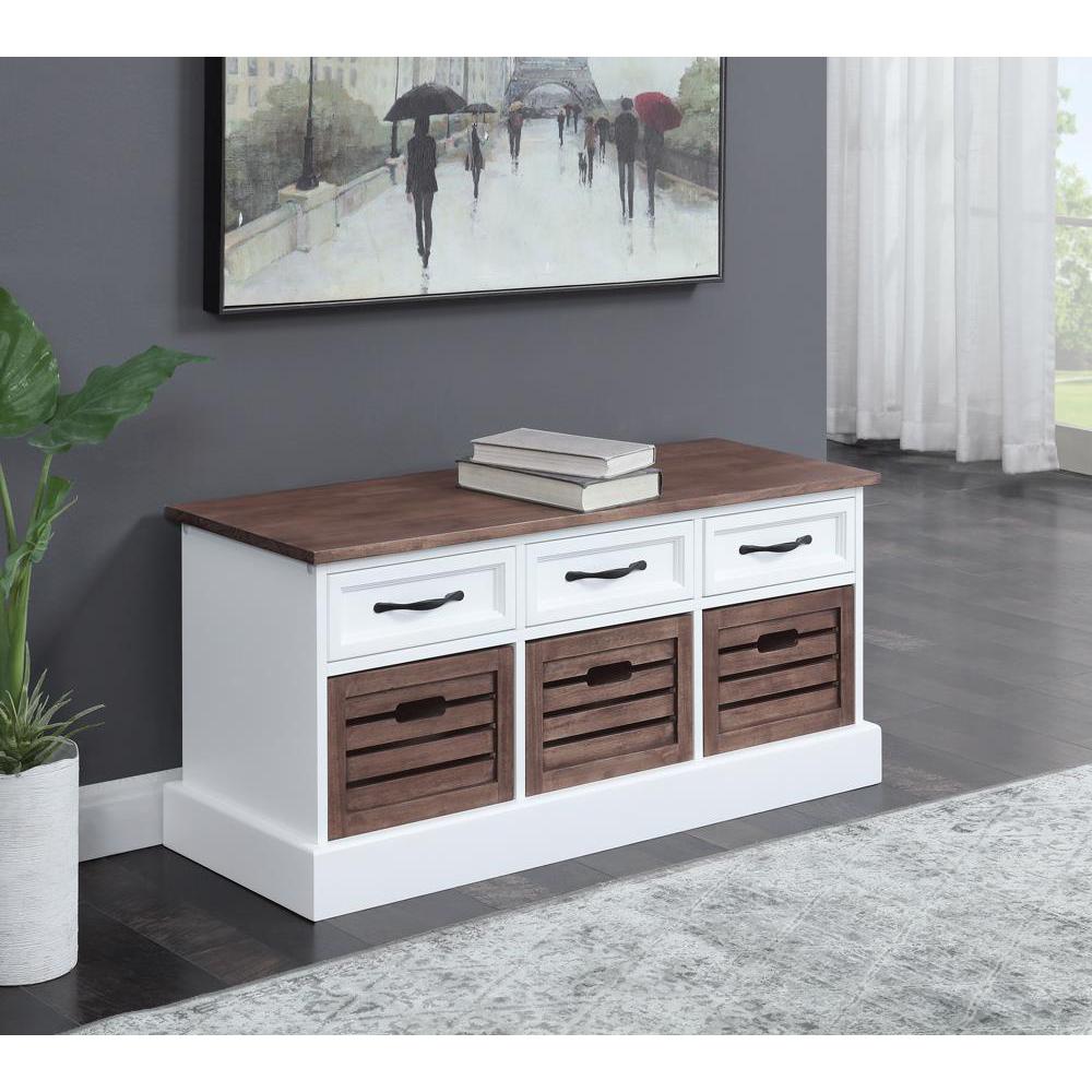Alma 3-drawer Storage Bench Weathered Brown and White