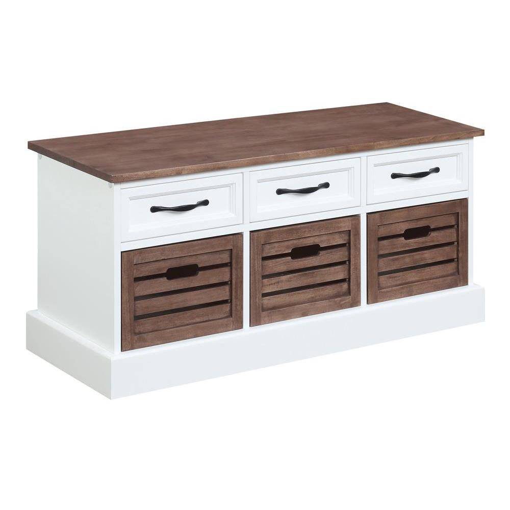Alma 3-drawer Storage Bench Weathered Brown and White