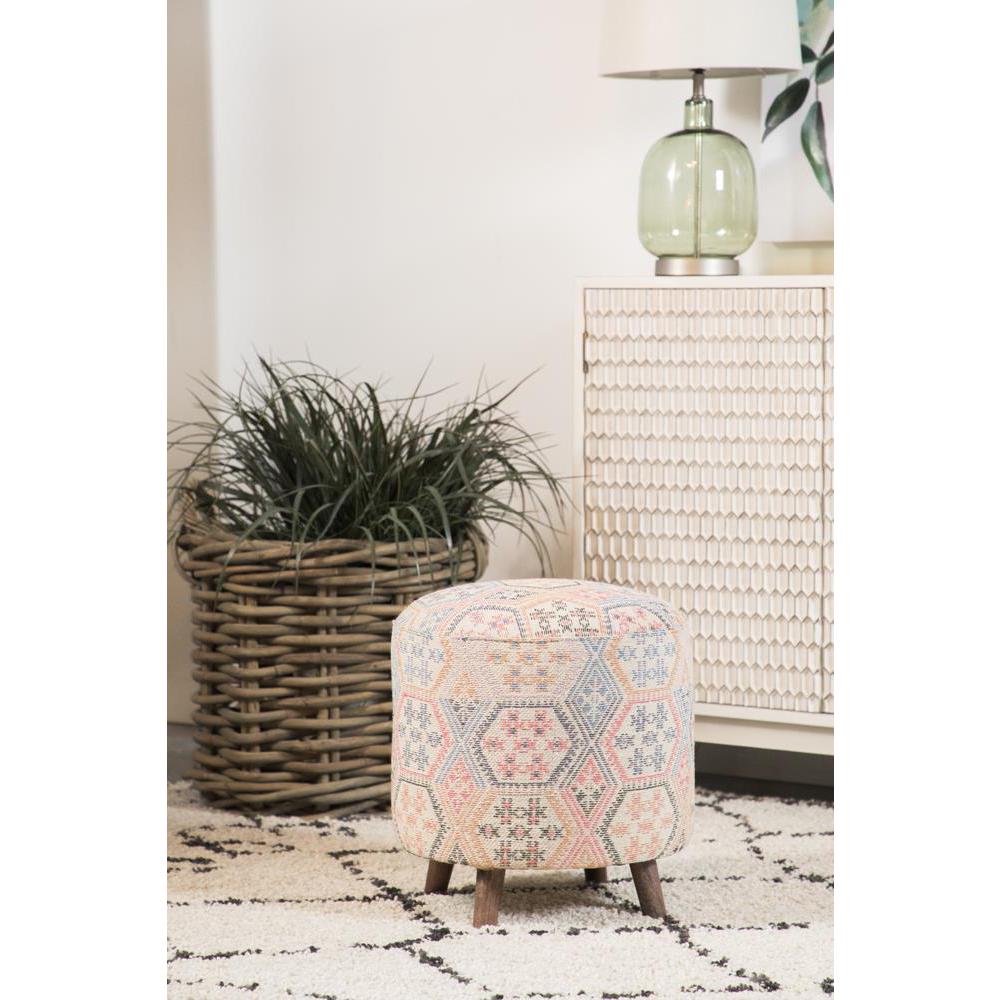 Naomi Pattern Round Accent Stool Multi-color