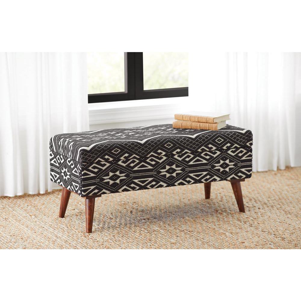 Cababi Upholstered Storage Bench Black and White