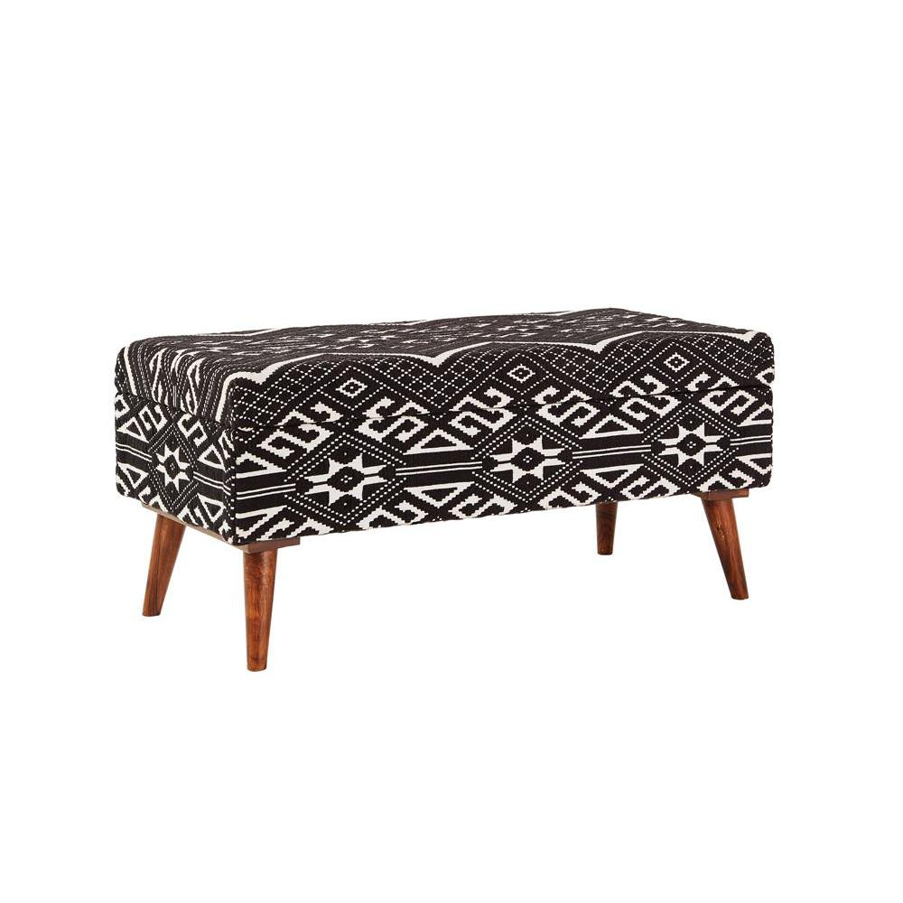 Cababi Upholstered Storage Bench Black and White