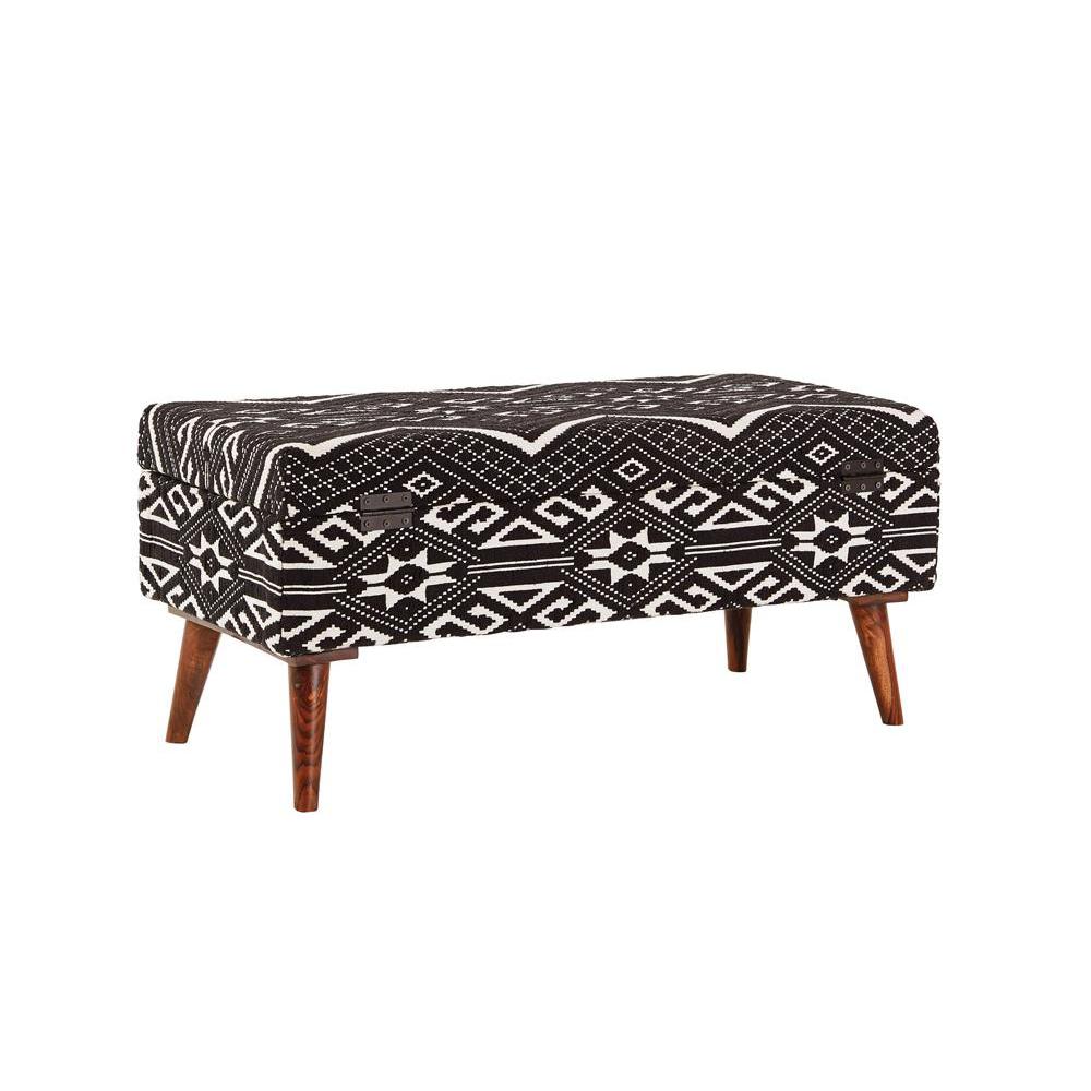 Cababi Upholstered Storage Bench Black and White