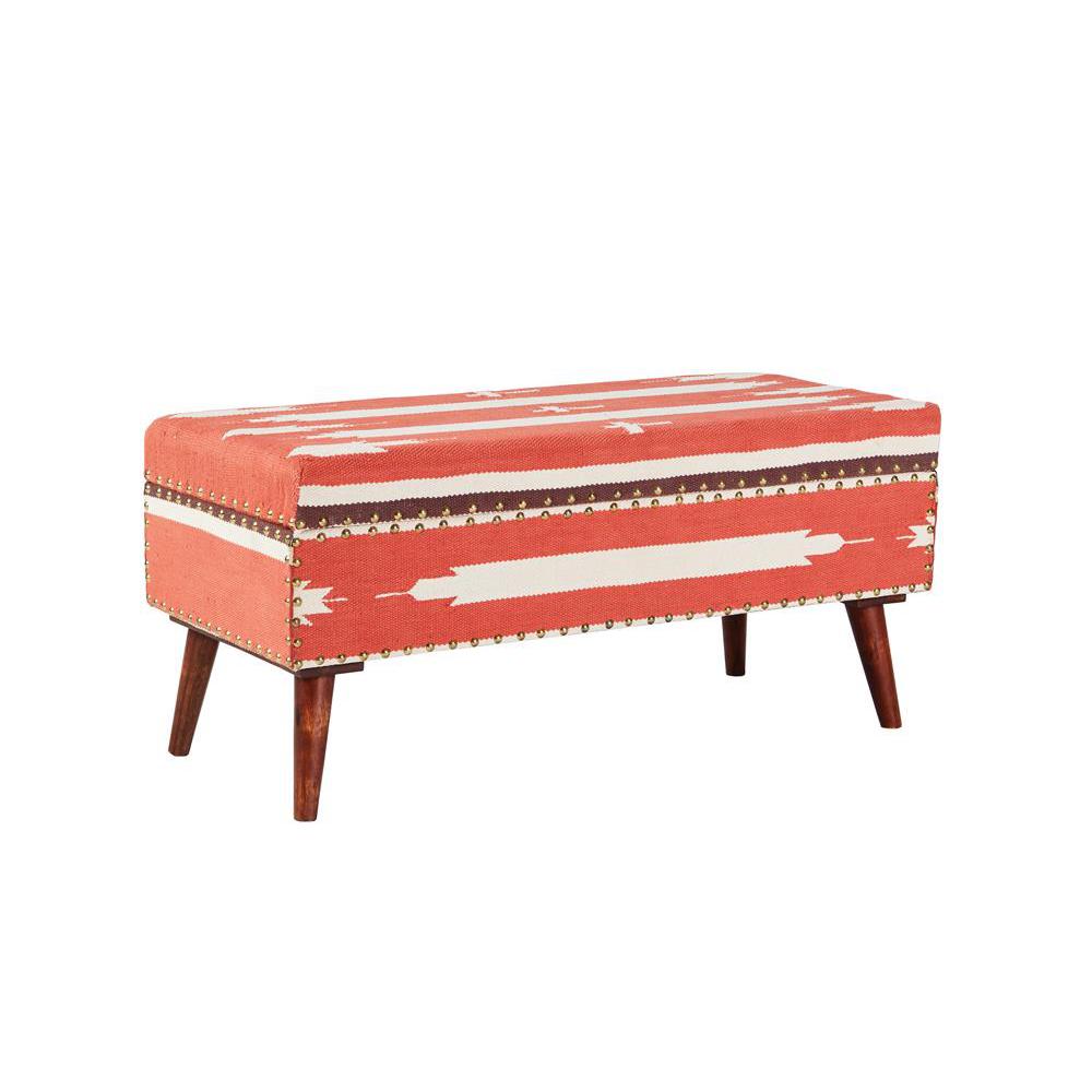 Noah Upholstered Storage Bench Orange and Beige