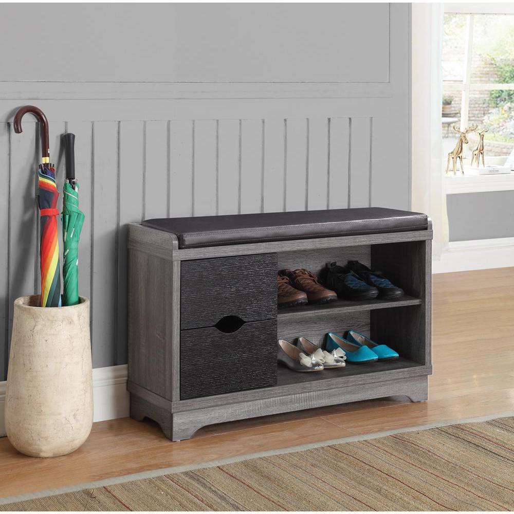 Aylin 2-drawer Storage Bench Medium Brown and Black